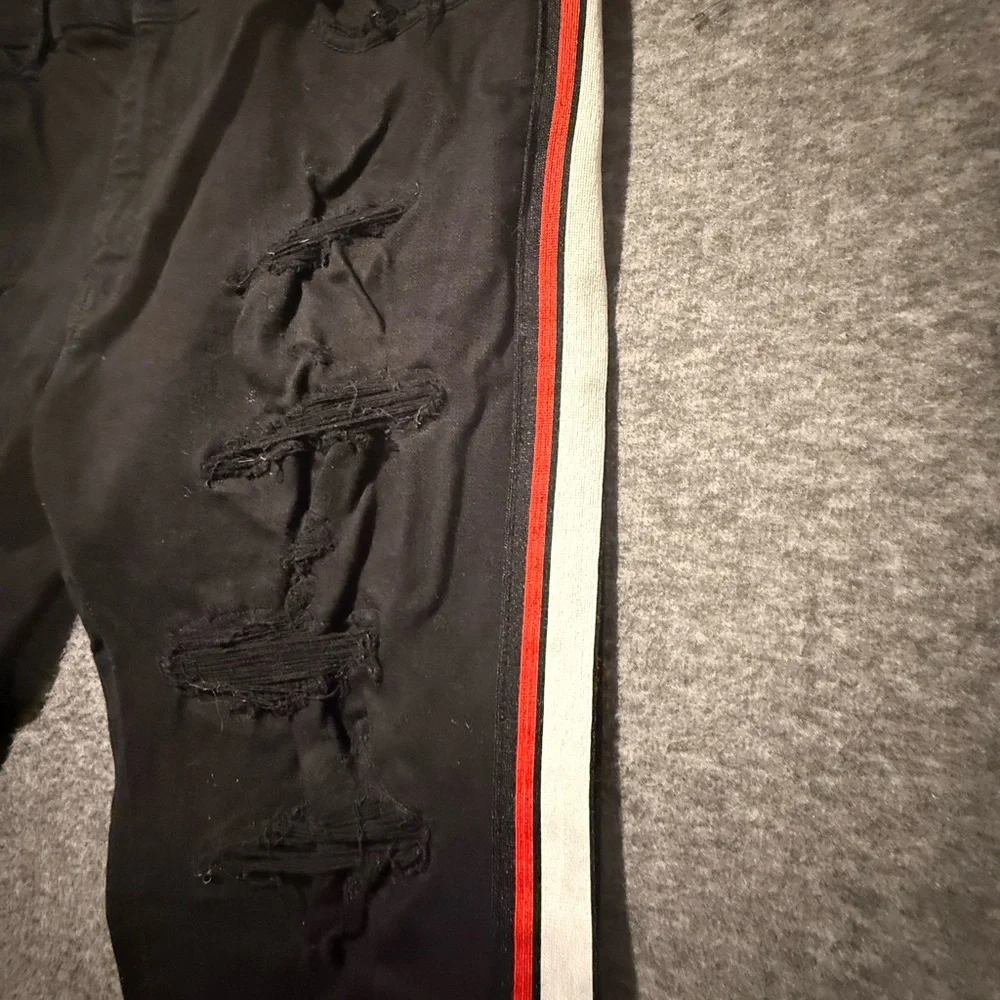Jordan Craig Sean Legacy Edition Jeans mens 38x32 black stripe distressed Skinny